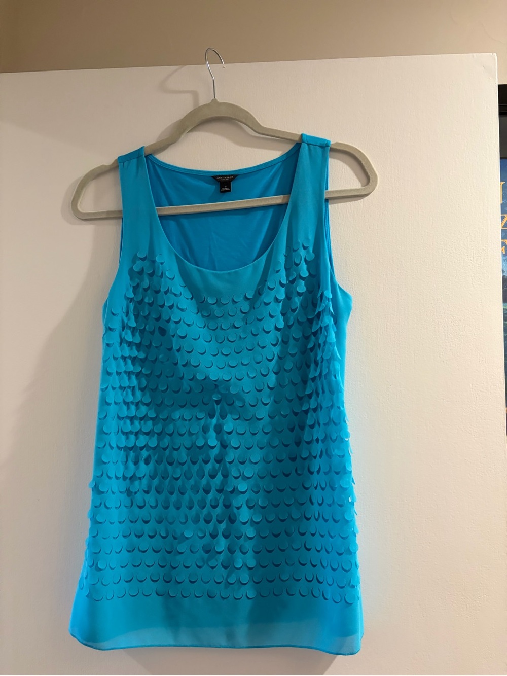 Ann Taylor Turquoise Layered Dot Tank Top